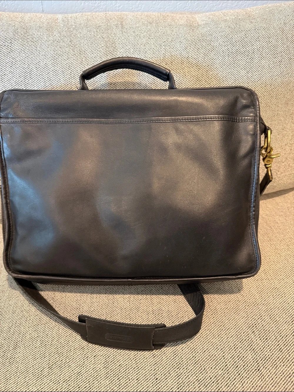 COACH Men's Leather Briefcase Messenger Bag - Black
